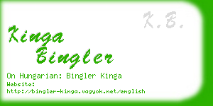 kinga bingler business card